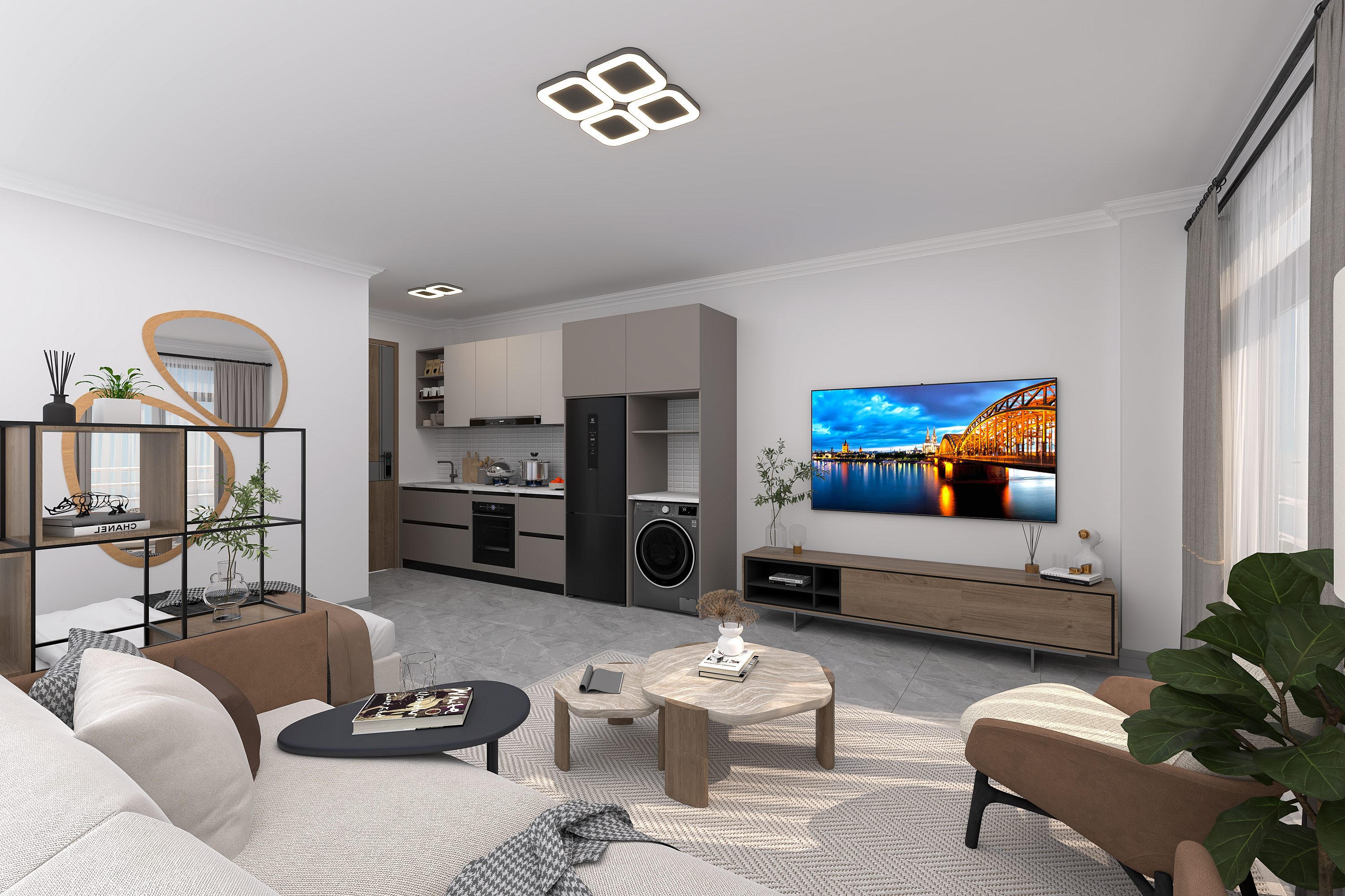 Studio apartment living area render