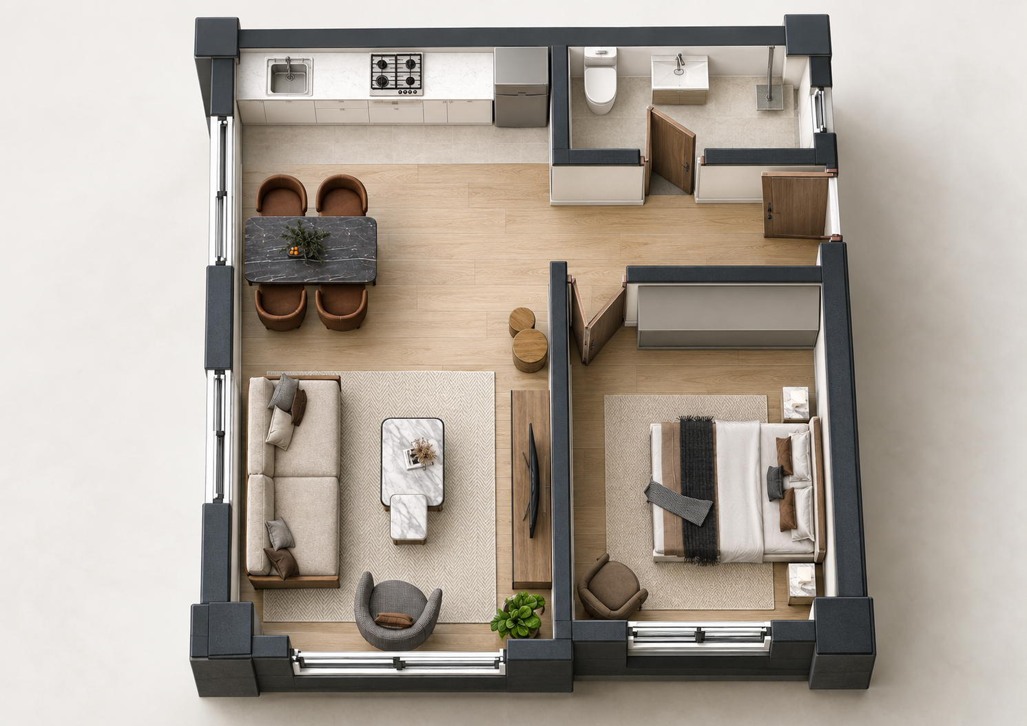 One bedroom Type A floor plan