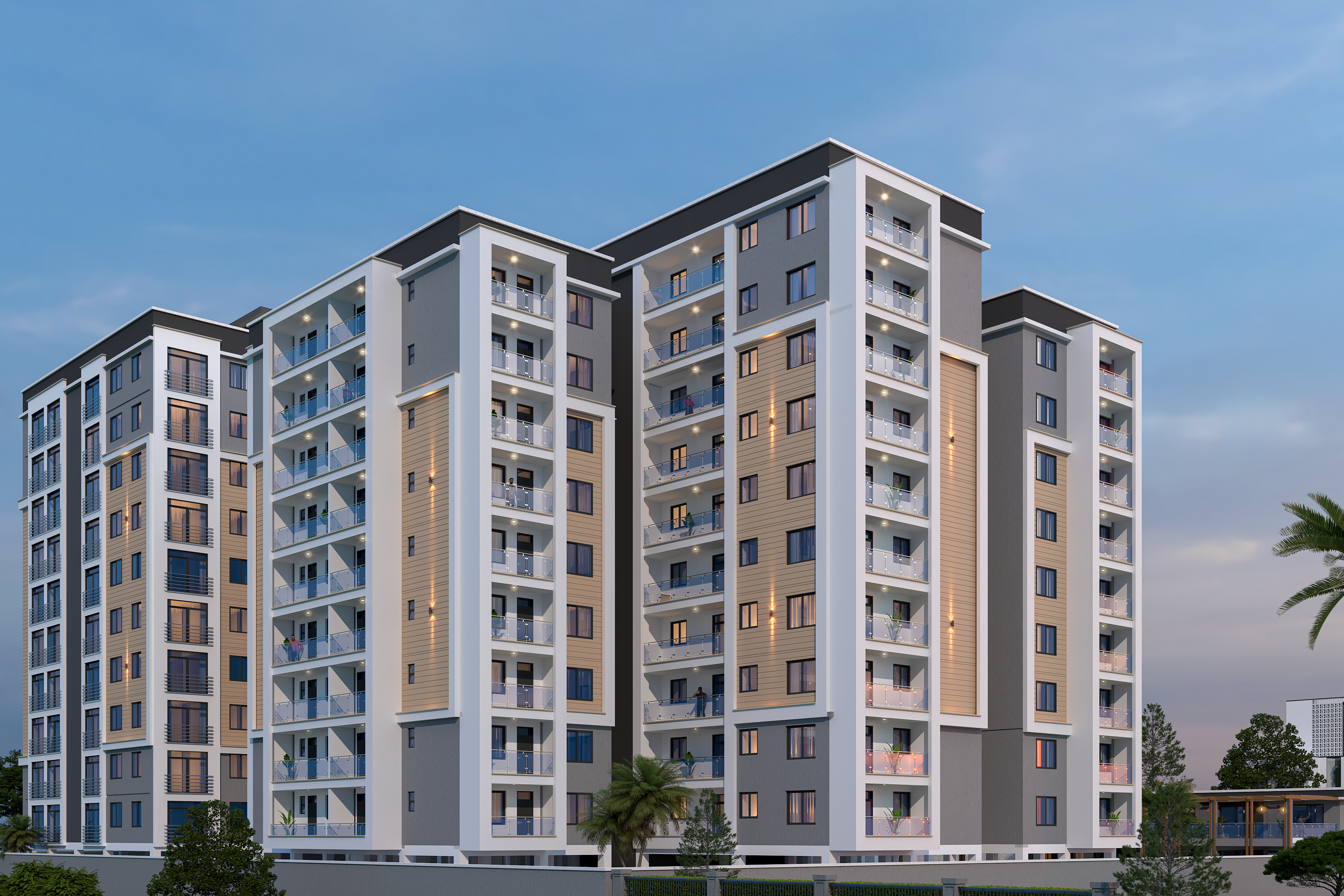 Tall exterior facade render